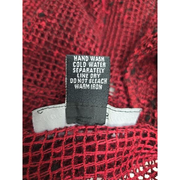 Kaktus Crochet Net Mesh Asymmetrical Burgandy Vest Top Size L Hippie Fairy - Picture 9 of 9